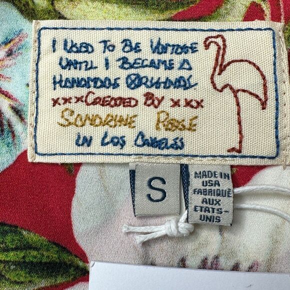 Sandrine Rose Hawaiian Pearl Snap Floral Shirt Red S/S Women Small NWT Made USA - Picture 2 of 10